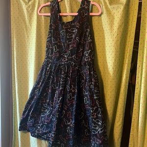 Modcloth Neon Cat Print Optimistic Effect A Line Midi dress size XL